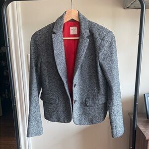 Gap the Academy Blazer Gray Tweed Blazer with Red Lining (Size 4p)
